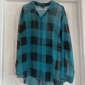 Teal/Black Sheer Lane Bryant Tunic Top Size 22/24